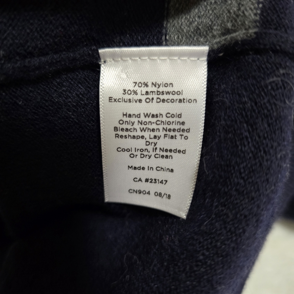 Talbots Womens Sweater DARK Blue Christmas Sweater Truck Lambswool Blend Navy M - Picture 10 of 11